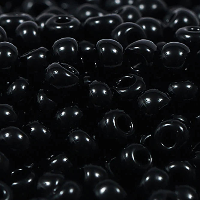 Silk Opaque Black Czech Seed Bead 11/0