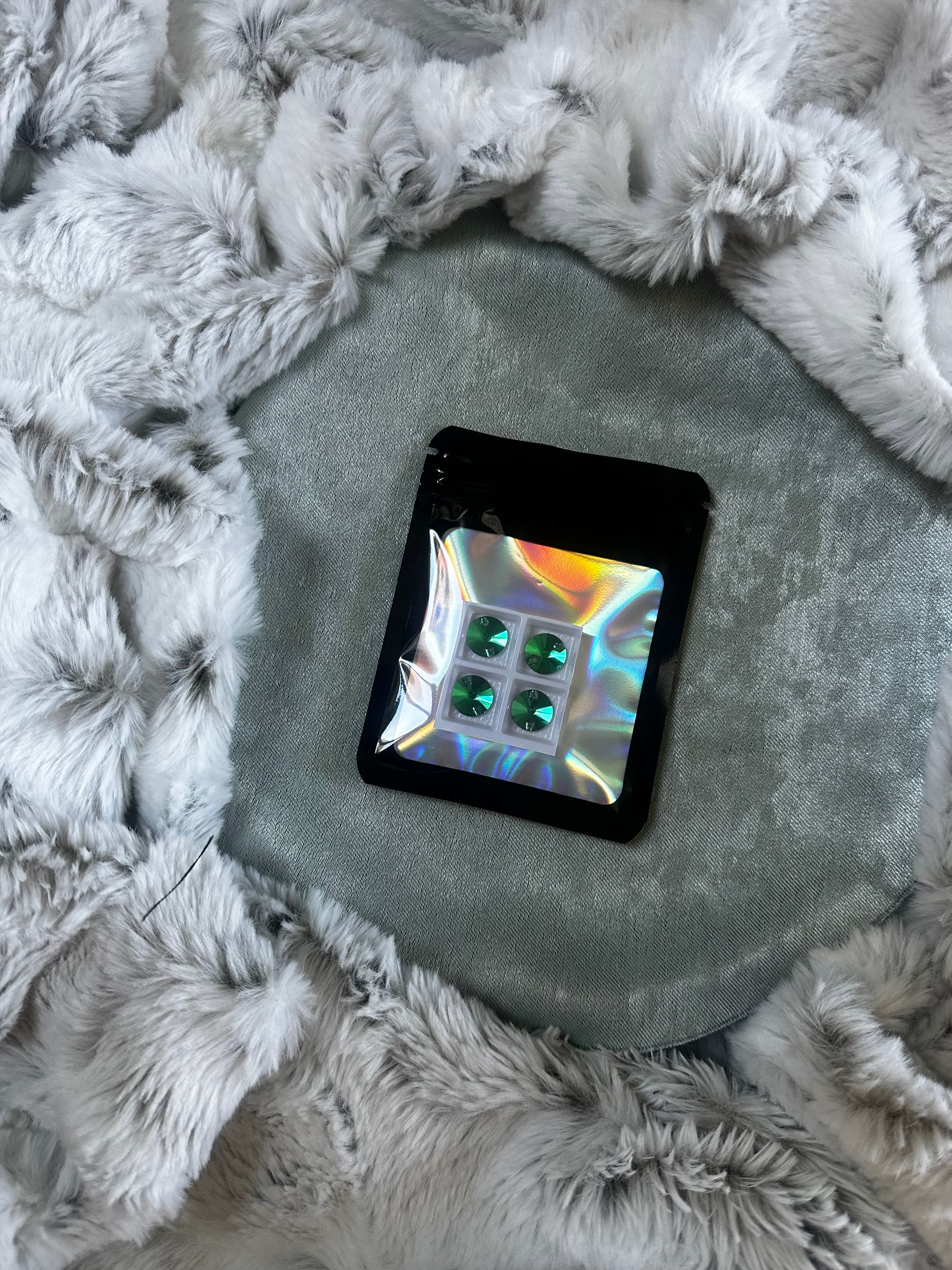 S 4pk Green/Purple K9 Crystal Rivoli