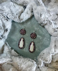 Orchid Echo Purple-Gray Circle Earrings with Shimmering White Marquise Drops