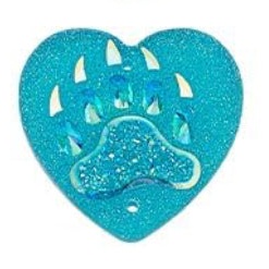 Turquoise Bear Paw Heart Cabochons Set