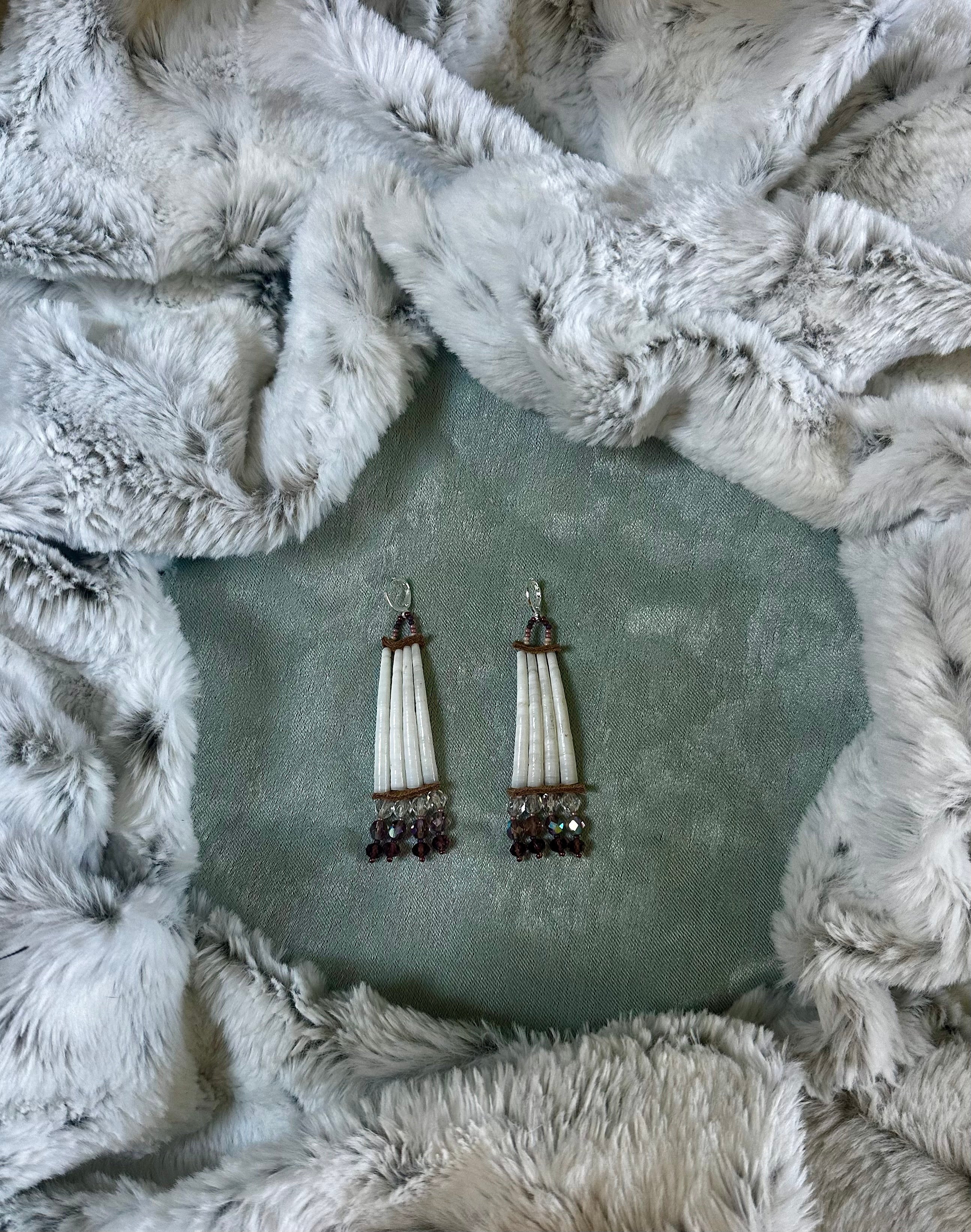 Orchid Echo Dentallium Dangles Earrings