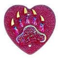 Red Bear Paw Heart Cabochons Set
