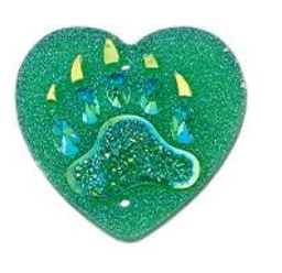 Green Bear Paw Heart Cabochons Set