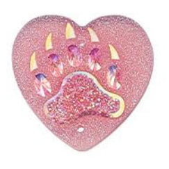 Light Pink Bear Paw Heart Cabochons Set