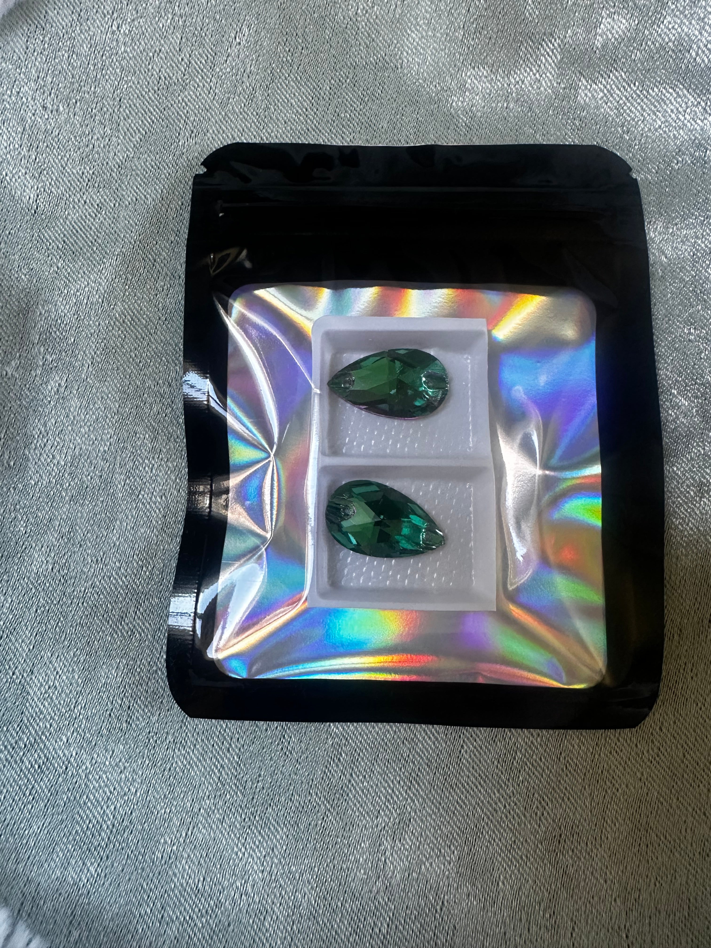 M Set Green/Purple K9 Crystal Teardrop