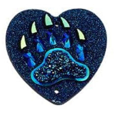 Dark Blue Bear Paw Heart Cabochons Set