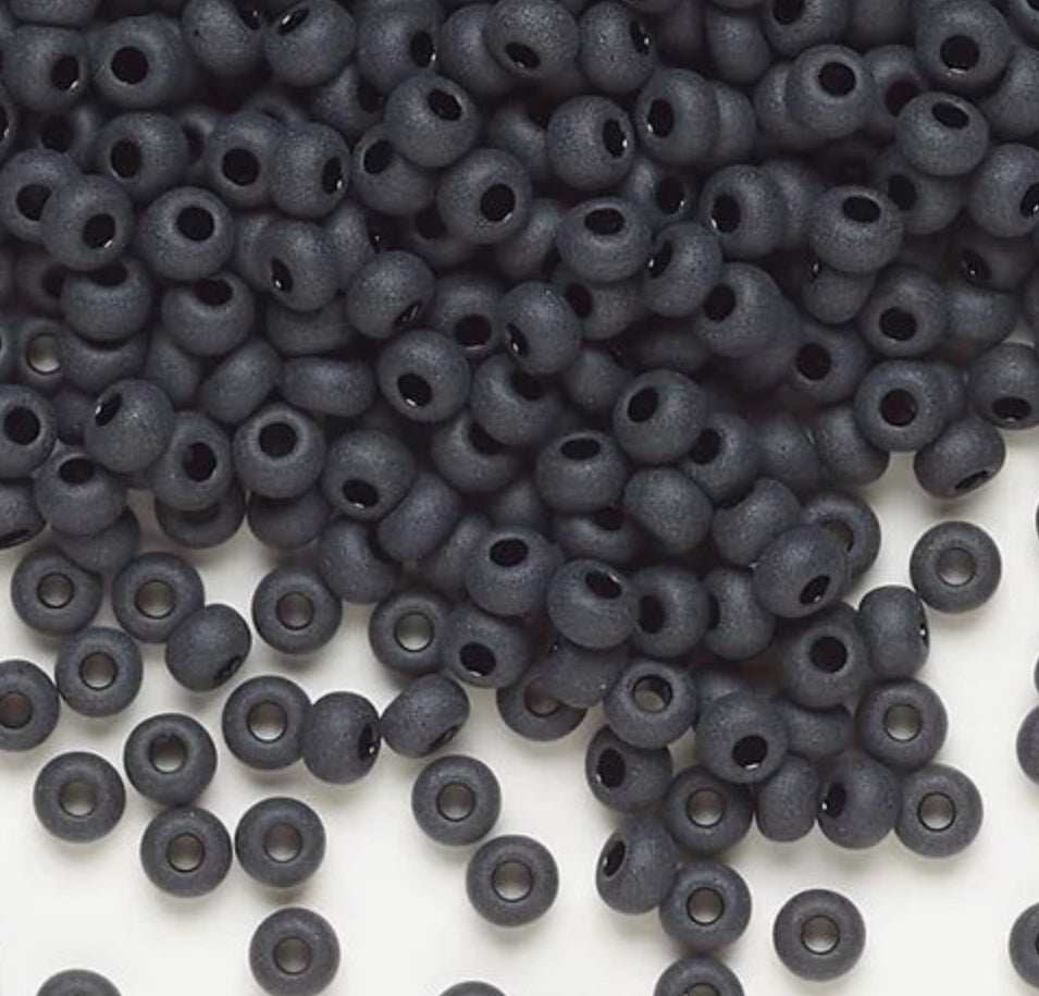 Matte Black Czech Seed Bead 11/0
