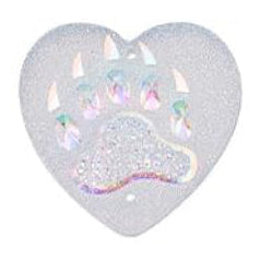Crystal White Bear Paw Heart Cabochons Set