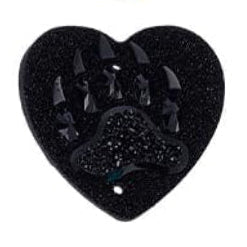 Black Bear Paw Heart Cabochons Set