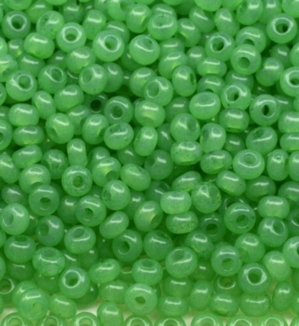 Alabaster Bright Green Czech Seed Bead 11/0