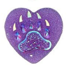 Dark Orchid Bear Paw Heart Cabochons Set