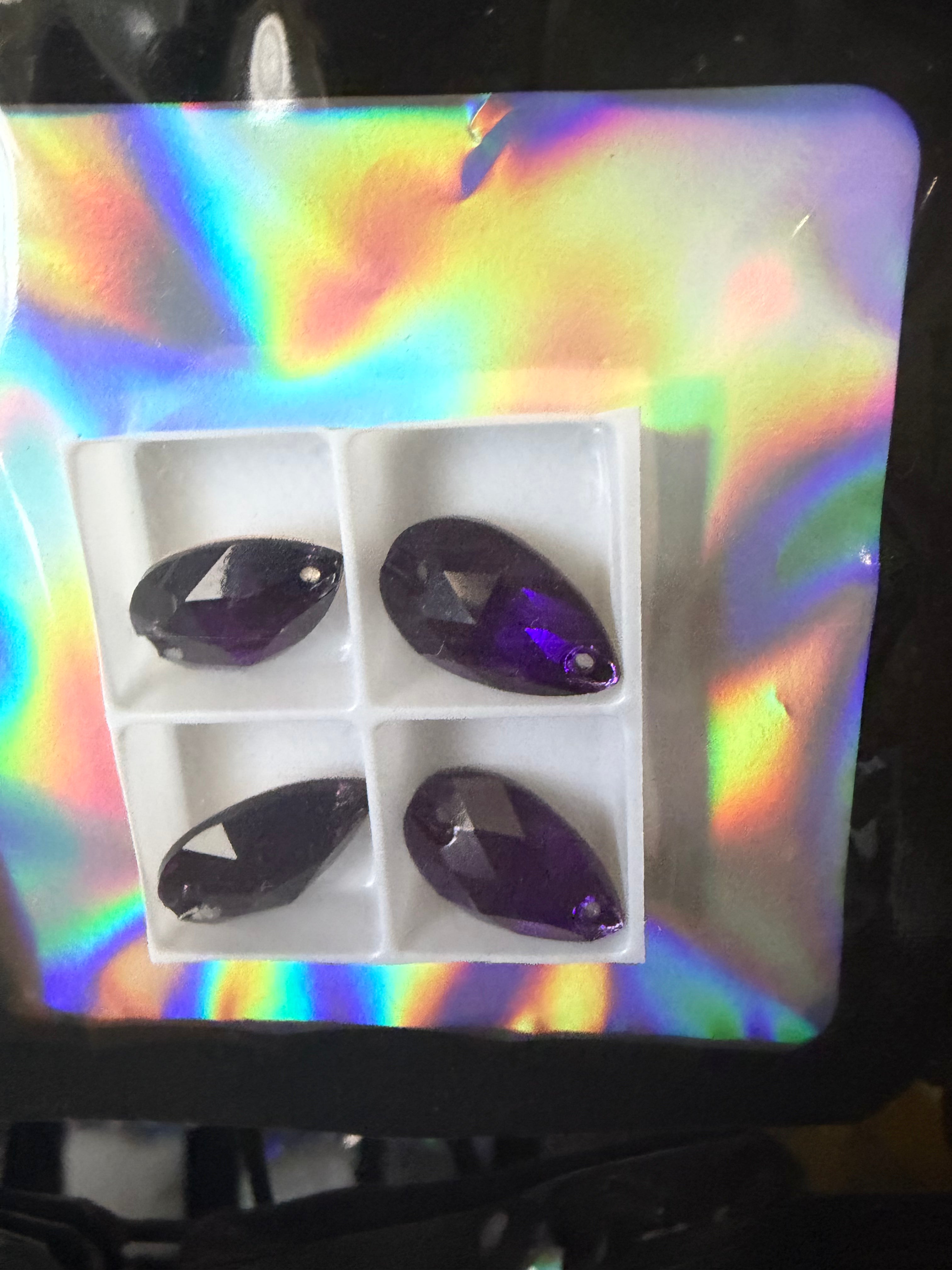 S 4pk Royal Purple K9 Crystal Teardrop