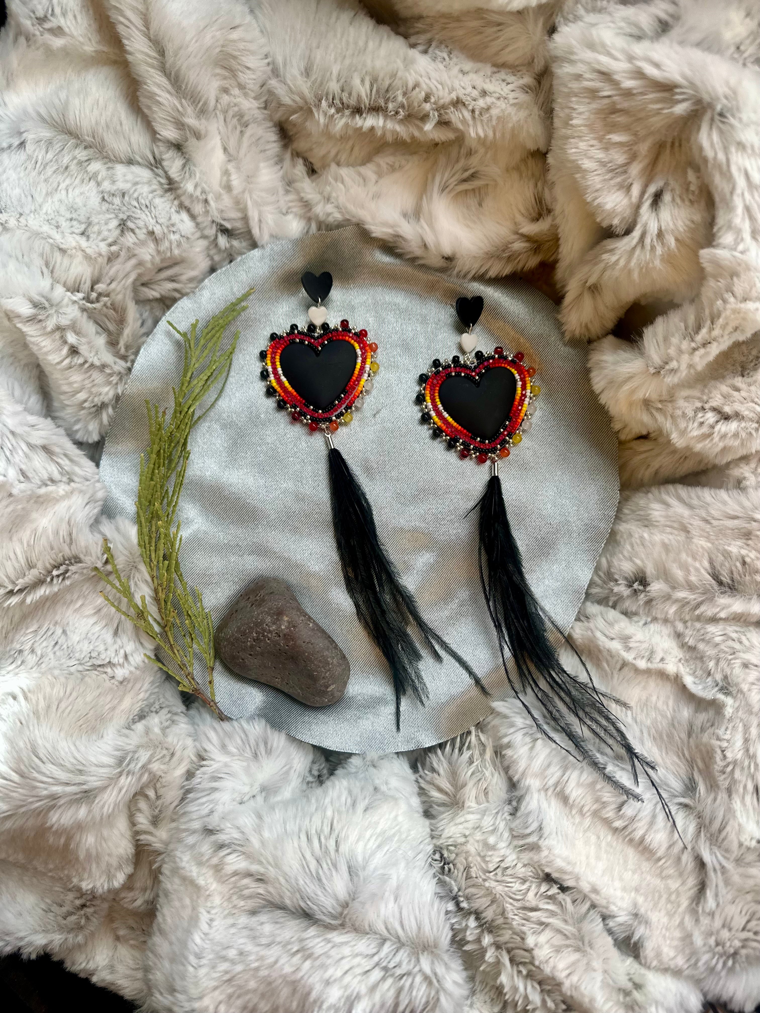 Firelight Black Heart Earrings