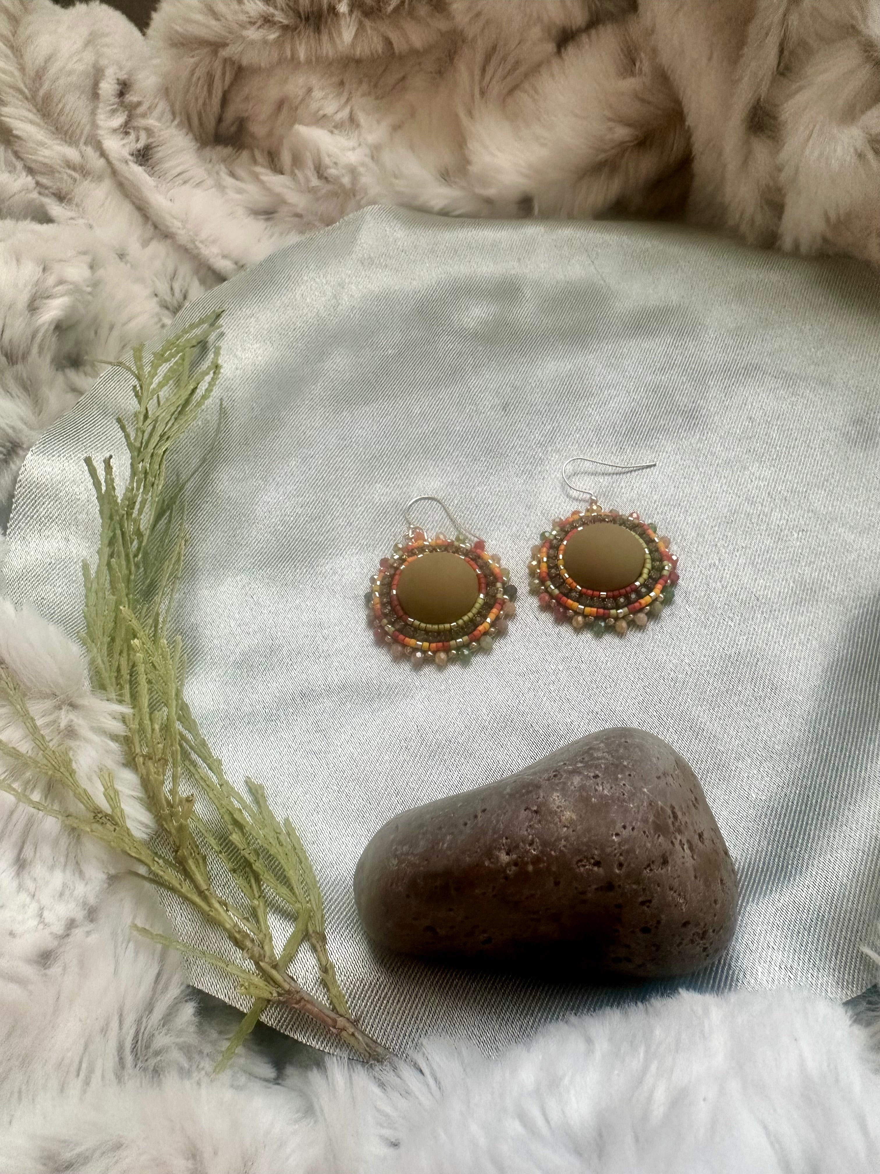 Mini Olive Firelight Earrings