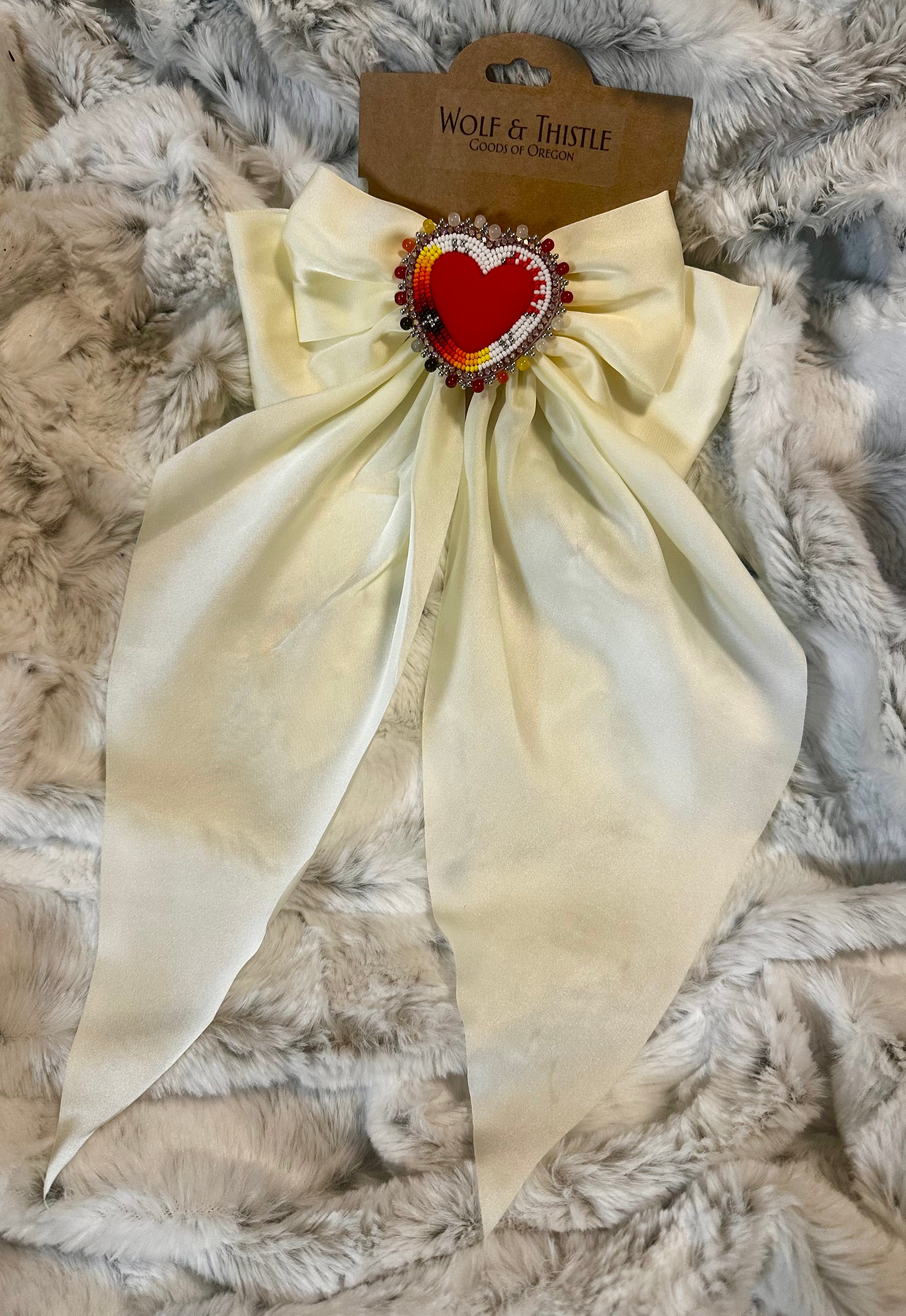 Little Sacred Sunrise Cream Hearts Bow
