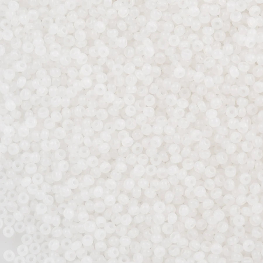 Silk Opal Bright White Czech Seed Bead 11/0